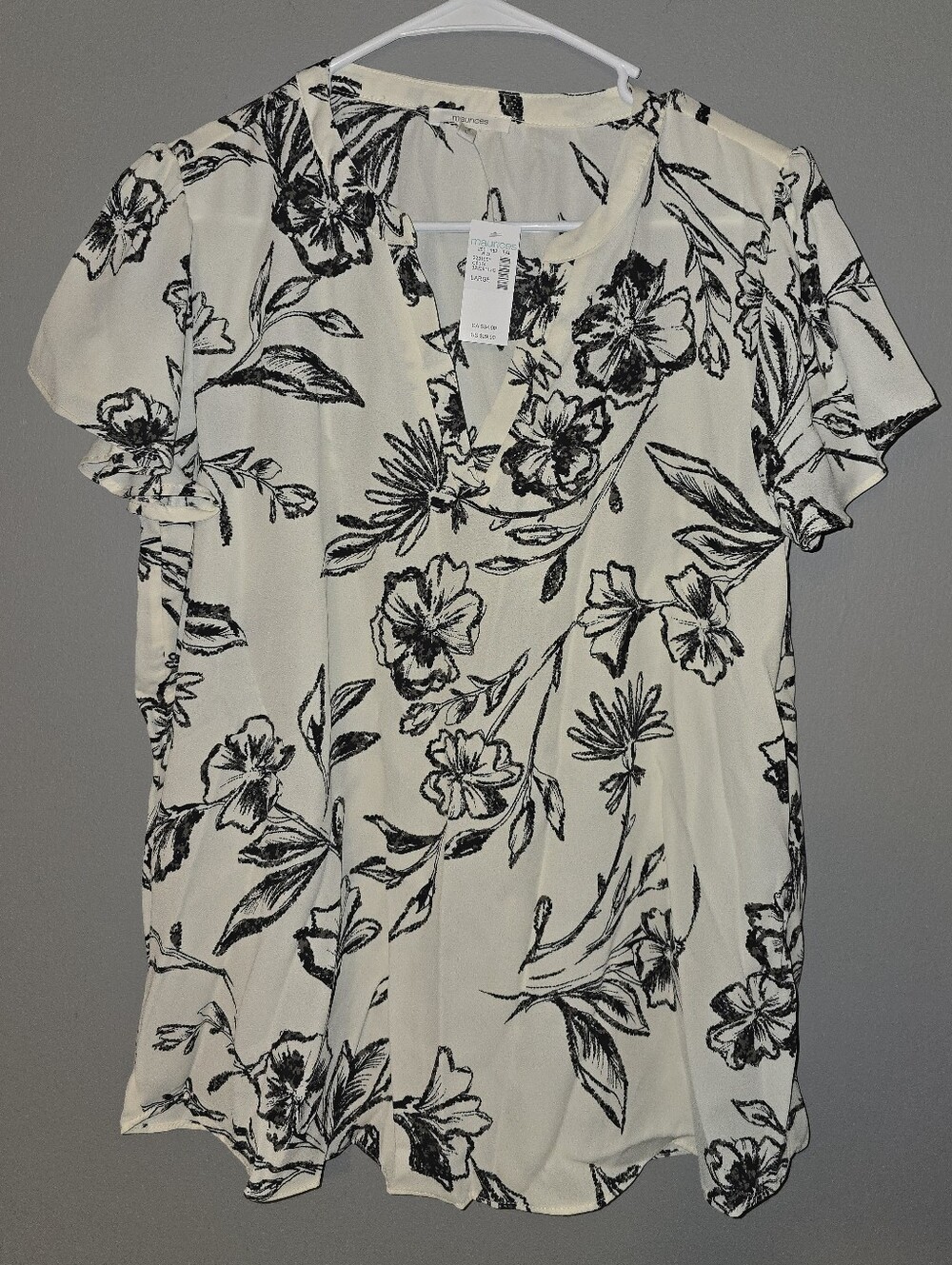 Maurice's Women’s Cream Floral Short-Sleeve Blouse